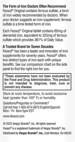 Miniatura 3 de Feosol Vitaminas originales, 120 unidades (paquete de 2)