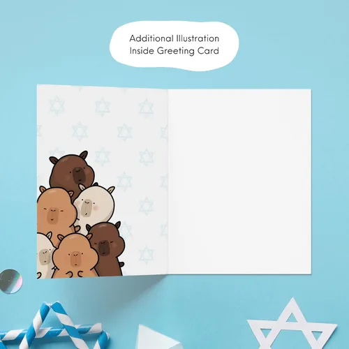 Miniatura 3 de Tarjeta Divertida de Hanukkah – Saludo Festivo con Juegos de Palabras, Blanca por Dentro, Perfecta para Amigos, Familia, Colegas