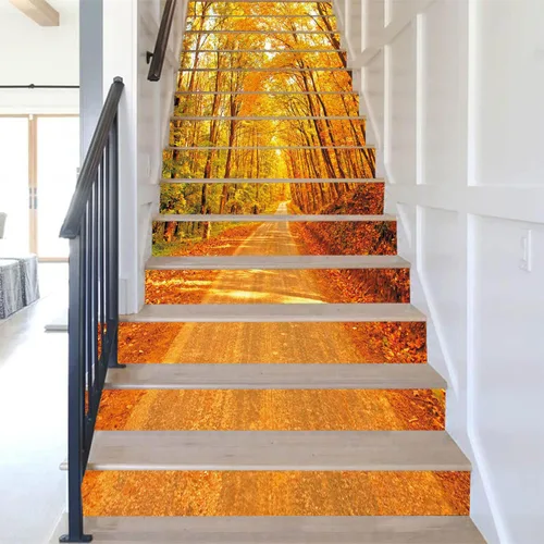 Miniatura 3 de artfanke - 13 adhesivos de vinilo 3D de otoño con bosque de arces para pelar y pegar en escaleras - adhesivos autoadhesivos para escaleras - a560