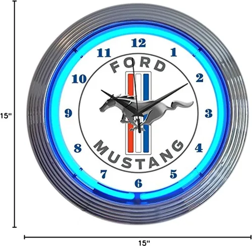 Miniatura 2 de Reloj de neón azul Ford Mustang