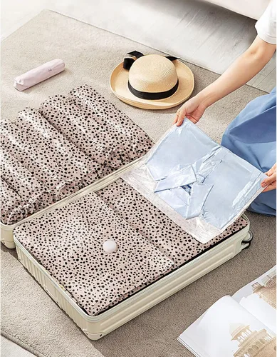 Miniatura 8 de 10 bolsas de almacenamiento al vacío para viajes con bomba eléctrica, 2 grandes + 4 medianas + 4 pequeñas bolsas selladoras al vacío, bolsas 8