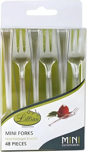 Miniatura 2 de Lillian Tablesettings Mini tenedor Transparente Paquete de 48 vajillas de plástico, 11 x 10 x 1 pulgadas