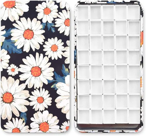 Caja de lámina de viaje para paleta de acuarelas con 40 recipientes vacíos con tira de imán Margarita