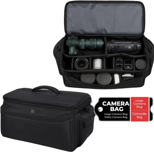 Miniatura 11 de Acuvar Bolsa acolchada suave y mediana para cámara Canon, Nikon, Olympus, Pentax y Samsung Gadget, funda para accesorios de cámara, funda