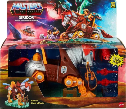 Miniatura 2 de Masters of the Universe Origins Stridor Figura de acción, caballo robot de 7 pulgadas de alto con lanzador de proyectiles, 3 ráfagas de plasma
