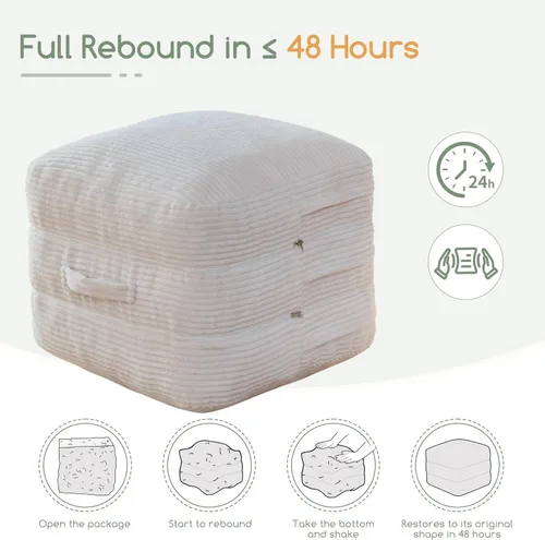 Miniatura 6 de HIGOGOGO Puf otomano de relleno cuadrado moderno relleno de espuma pufs de 20 x 18 pulgadas, otomanos modulares separados en cojines de suelo