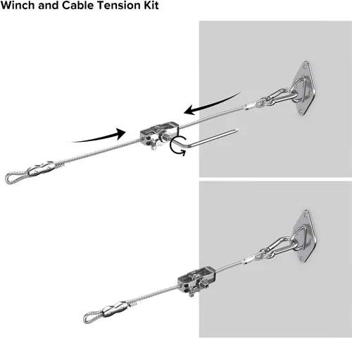 Miniatura 2 de Kit de accesorios para toldo, cable de tensión de acero de 24 pies (6 x 4) con kit de cabrestante, kit de instalación de parasoles para toldos plata