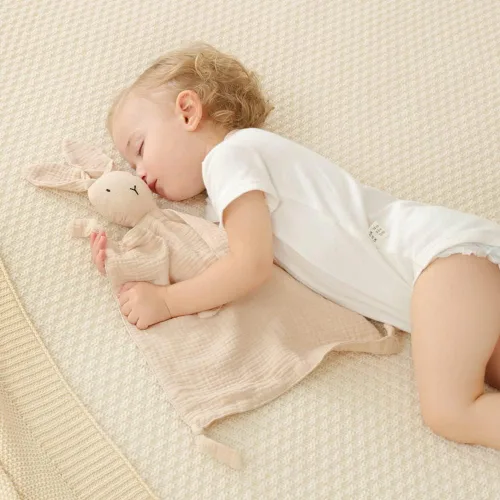 Miniatura 5 de insular Manta de conejo Lovey para niños y niñas, manta de seguridad de muselina de algodón orgánico para bebés, suave y transpirable, toalla Conejo