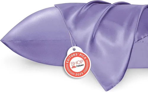 Miniatura 47 de Bedsure Paquete de 2 fundas de almohada de satén similares a las fundas de almohada de seda tamaño estándar, funda de almohada para mujeres que 01