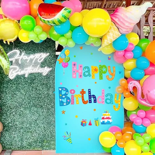 Miniatura 5 de Colorido cartel de feliz cumpleaños, calcomanías de cumpleaños para telón de fondo, decoraciones de fiesta de cumpleaños para niños, pancarta