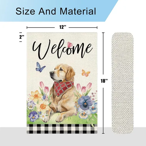 Miniatura 6 de DLZDN Bandera de jardín con diseño floral de mariposa para perro, bandera de jardín de 12 x 18 pulgadas, diseño de búfalo a cuadros de doble cara