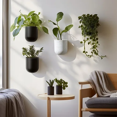Miniatura 5 de La Jolie Maison Macetas colgantes de pared para plantas de interior, macetas colgantes para plantas de aire suculentas, juego de 2, 6 pulgadas