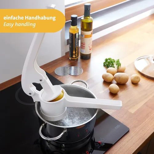 Miniatura 7 de Westmark Spaetzle and Potato Press - Prensa de masa versátil para Spaetzle, puré de papas y helado de espagueti, color blanco