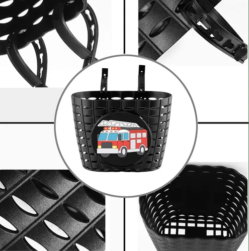 Miniatura 3 de Boys Bike Basket, Cute Bicycle Basket for Kids, Toddlers, Plastic Front Handlebar Basket for Scooter, Tricycle