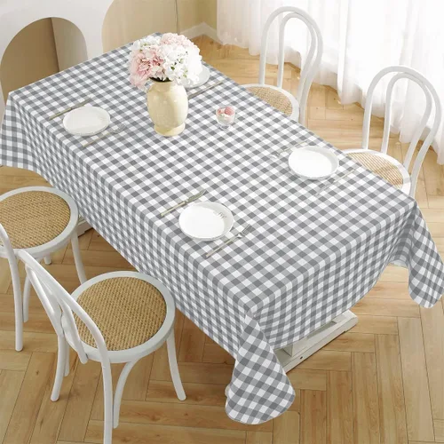 Miniatura 2 de SASTYBALE Mantel rectangular de vinilo a cuadros con reverso de franela, 52 x 70 pulgadas, impermeable, mantel de plástico para comedor, fiesta