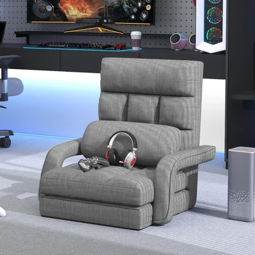 Miniatura 11 de Silla de juegos de suelo, 6 posiciones ajustables, tumbona, para adolescentes y adultos, silla plegable acolchada de meditación con reposabrazos