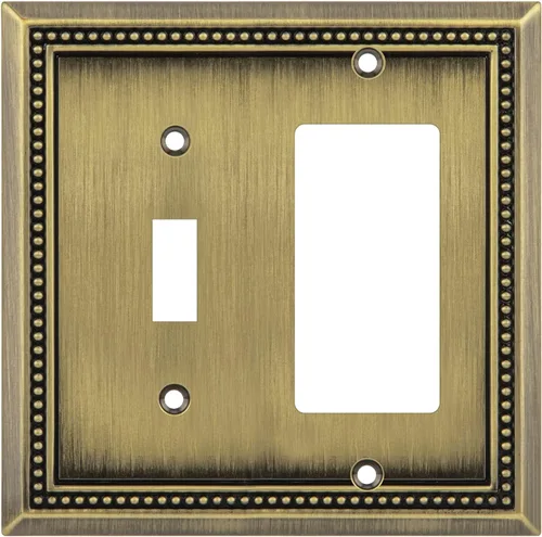 Miniatura 39 de Henne Bery Sunken Pearls - Placa de pared decorativa resistente para interruptor, cubierta para tomacorrientes (doble dúplex, níquel satinado)