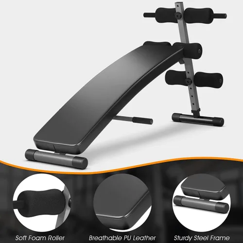 Miniatura 4 de GYMAX Banco de sentarse, banco inclinable ajustable de 440 libras para abdominales, banco inclinado de entrenamiento de utilidad para gimnasio