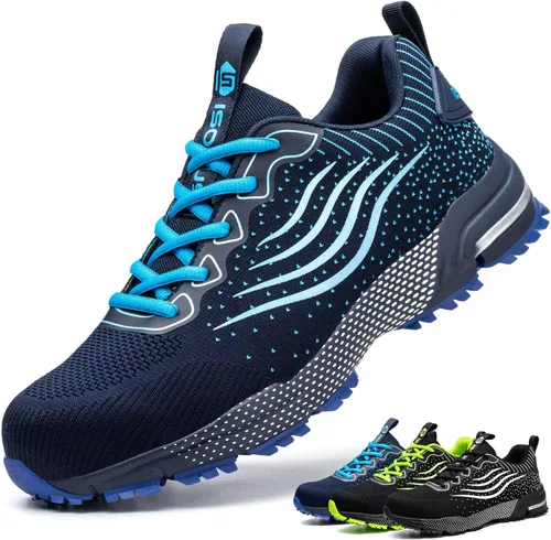 Zapatos de punta de acero para hombres y mujeres, zapatos de seguridad ligeros, cómodos, con puntera de acero, zapatos de trabajo indestructibles