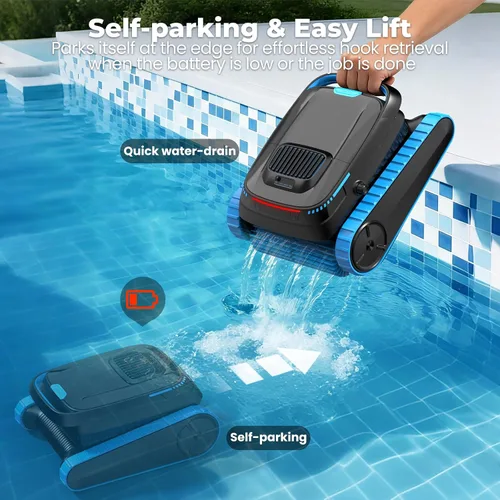 Miniatura 7 de Limpiador robótico automático de piscina PC20, robot de aspiradora de piscina inalámbrico para piscinas enterradas y sobre el suelo, navegación