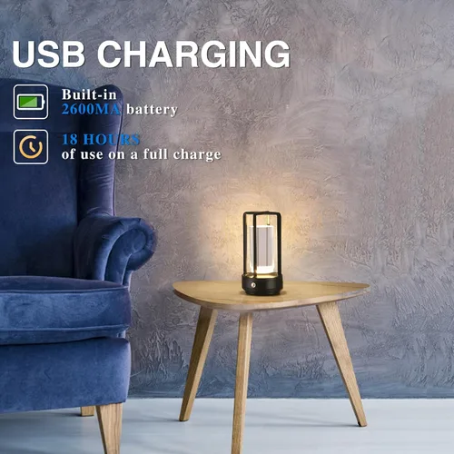 Miniatura 4 de Anxingtools Lámpara de Mesa Portátil de Metal, Lámpara de Mesa Inalámbrica, Lámpara de Escritorio LED Portátil Recargable con Batería, Atenuación