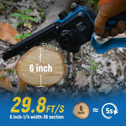 Miniatura 8 de Sierra de poste 2 en 1, motosierra de mano inalámbrica de 6 pulgadas, motosierra eléctrica a batería para poda de árboles, ramas, poda de madera, 15