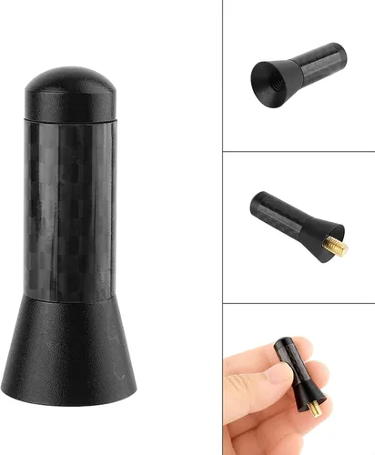 Miniatura 5 de Antena corta para automóvil, 1.4 in/1.38 pulgadas, antena de radio de tornillo de fibra de carbono, antena de decoración corta de aluminio, repuesto