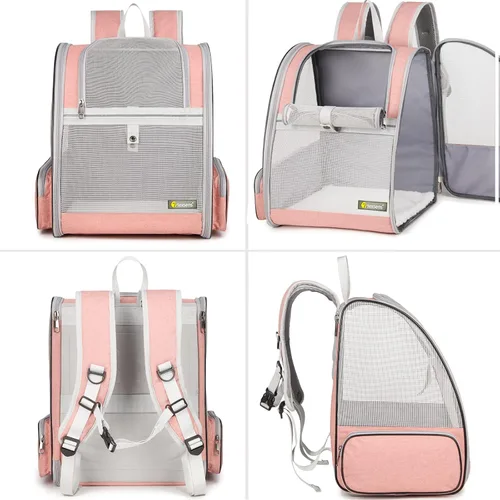 Miniatura 3 de Texsens Mochila para transportar mascotas innovadora de burbuja para gatos y perros Rosa (mesh pink)