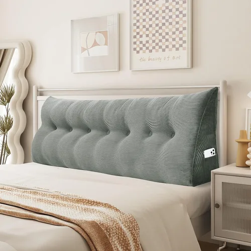 Miniatura 14 de Almohada de cuña triangular para cabecero, cojín de pana para sofá cama, respaldo grande, almohada de lectura, posicionamiento lumbar tapizado