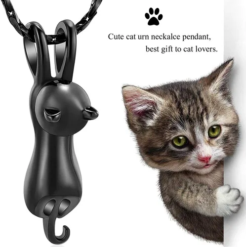 Miniatura 5 de Imrsanl Joyas de cremación para mascotas, joyería conmemorativa de cenizas, recuerdo, urna de gato, colgantes para collar de cenizas de animales
