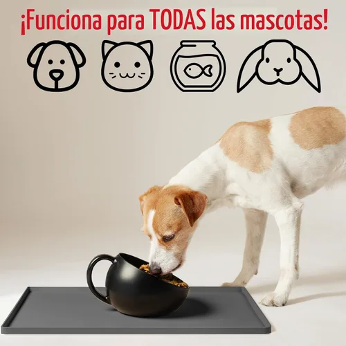 Miniatura 4 de DogBuddy Tapete antideslizante para la comida y el agua de perros y mascotas, impermeable, de silicona, con bordes, L (24 x 16 pulgadas) gris oscuro