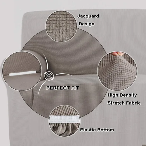 Miniatura 2 de Turquoize Paquete de funda para sofá con funda para sofá biplaza, 1 pieza, funda para sofá de 3 cojines, protector de muebles, color gris pardo