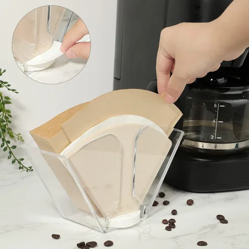 Miniatura 6 de Kamehame Soporte para filtro de café, estante dispensador de filtro de café de montaje en pared, contenedor de almacenamiento de acrílico