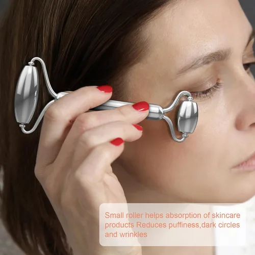 Miniatura 5 de Rodillos de acero inoxidable Gua Sha y cara - Rodillo de metal para ojos y cuello, herramientas de masaje facial antienvejecimiento, kit de Jgs-1
