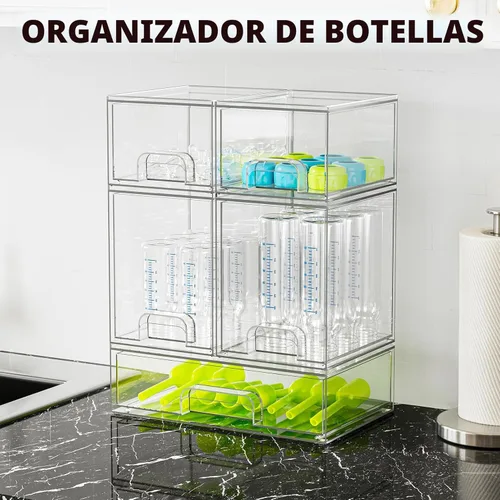 Miniatura 3 de SpaceAid Organizador de almacenamiento de botellas para bebé, contenedor organizador de estación de botellas de acrílico, cajones transparentes