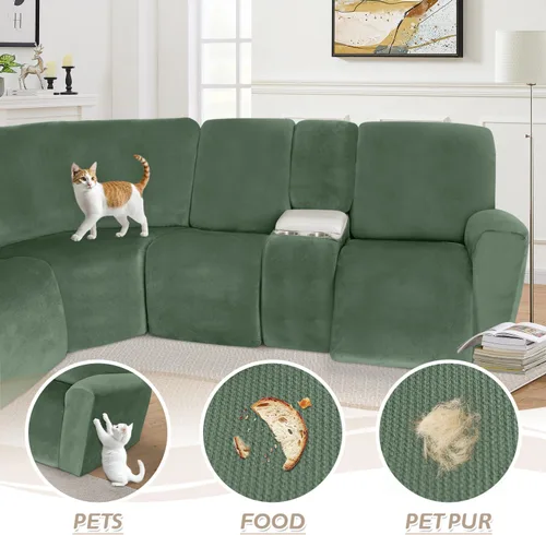 Miniatura 481 de Arfntevss Fundas de sofá seccional reclinable de terciopelo, Funda de sofá seccional de esquina para sofá reclinable, Funda elástica suave