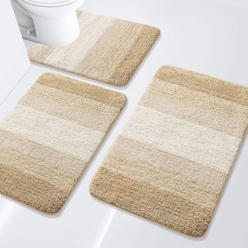 Miniatura 11 de Arotive - Juego de alfombras de baño de 3 piezas, alfombras de baño extra suaves y absorbentes, alfombrillas de baño lavables a máquina y que se
