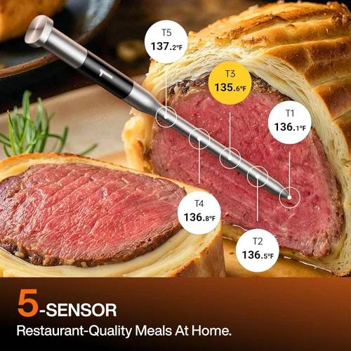 Miniatura 4 de Typhur Horno de sincronización con sonda de termómetro inalámbrico inteligente de carne, freidora de aire 12 en 1, combo de horno tostador, Acero