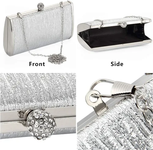 Miniatura 6 de Bolso de mano de noche para mujer, marco de metal, bolso de noche, bolso de noche, bolso de mano, boda, graduación, fiesta, cóctel, embragues