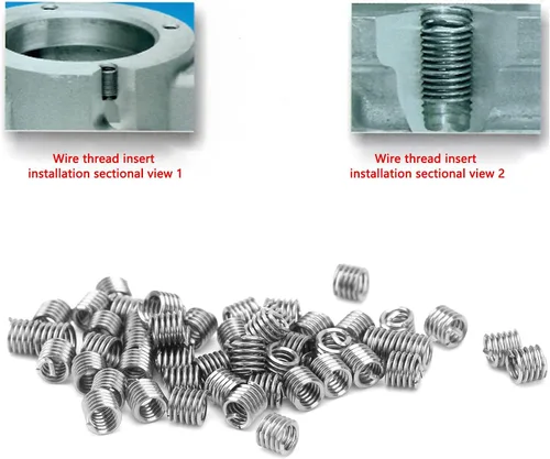 Miniatura 7 de Kit de inserción de rosca de alambre de 50 piezas, acero inoxidable 304 NPT UNC 2-56 x 1-3D 0.435P Tornillos Surtido de manguitos helicoidales