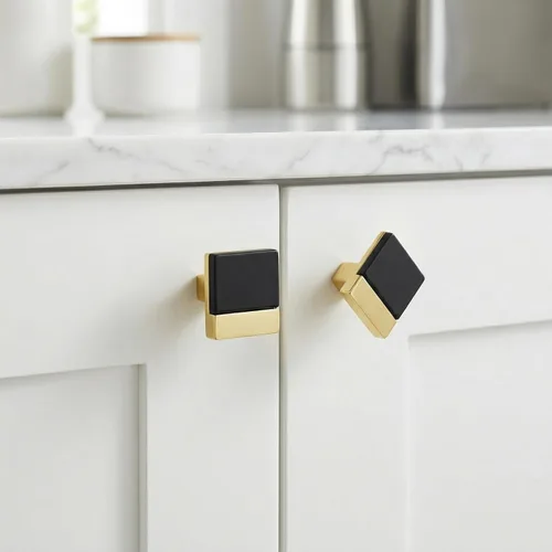 Miniatura 7 de 2 paquetes de tiradores de gabinete negros y dorados para cocina, manijas de gabinete de zinc, herrajes para cajones, tiradores para armario