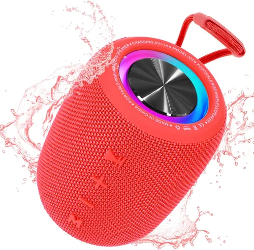 Miniatura 10 de Altavoz Bluetooth portátil, altavoz inalámbrico BT5.3 de 20W con diafragmas de graves, luces LED multimodos dinámicos, IPX6 resistente al agua