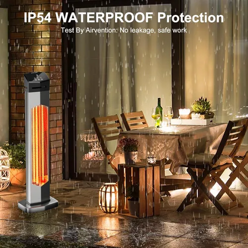 Miniatura 5 de AKIRES Calentador Eléctrico de Patio de 37 Pulgadas para Exteriores, Calentadores Infrarrojos Portátiles con Control Remoto, Calentador de Espacio