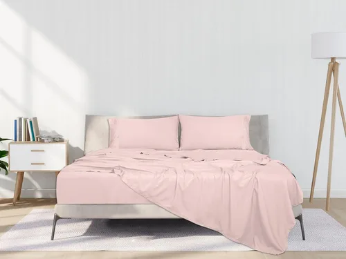 Miniatura 9 de ROYALE LINENS Juego de sábanas King de 4 piezas, microfibra suave cepillada de 1800 hilos, 1 sábana bajera y 1 sábana encimera, 2 fundas de Rosa