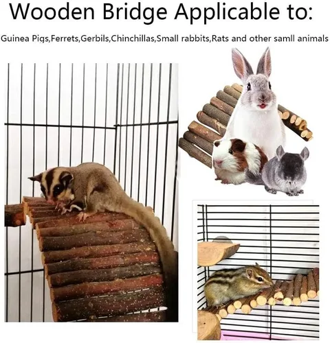 Miniatura 3 de Hamiledyi Escalera extra grande de conejo, juguete de madera para roedores de juguete para masticar y escalar, puente de chinchillas, túnel