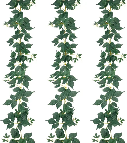 Miniatura 9 de Dallisten 3 hebras de enredaderas artificiales de ruscus italiano, guirnalda de vid de seda de 73 pulgadas con hojas verdes, plantas colgantes