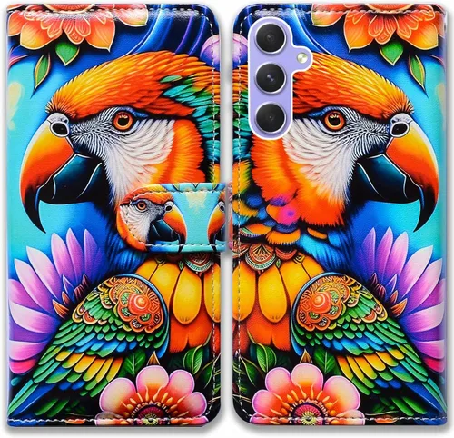 Miniatura 10 de Bcov Funda para Galaxy A54, diseño de pájaro negro y verde con tapa para teléfono con ranura para tarjeta y soporte para Samsung Galaxy A54 5G