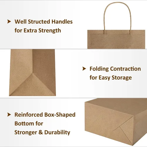 Miniatura 4 de Poever Bolsas de papel kraft para vino con asas de 5.25 x 3.25 x 13 pulgadas para botellas de bebidas alcohólicas de whisky, 25