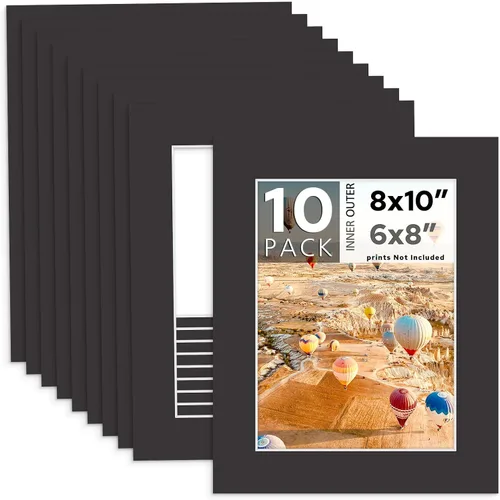 Miniatura 11 de MBC MAT BOARD CENTER, Paquete de 5 paspartús negros de 4x6 para fotos de 3x5, corte biselado, libre de ácido, grosor de 4 capas