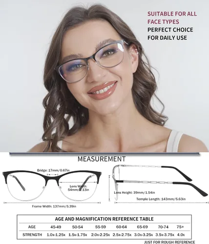 Miniatura 2 de 3 Pack Reading Glasses Women Blue Light Blocking Metal Computer Spring Hinge Readers